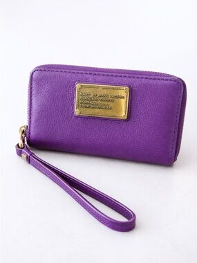 Marc by Marc Jacobs Purple Leather Zip Wristlet with Gold Plaque